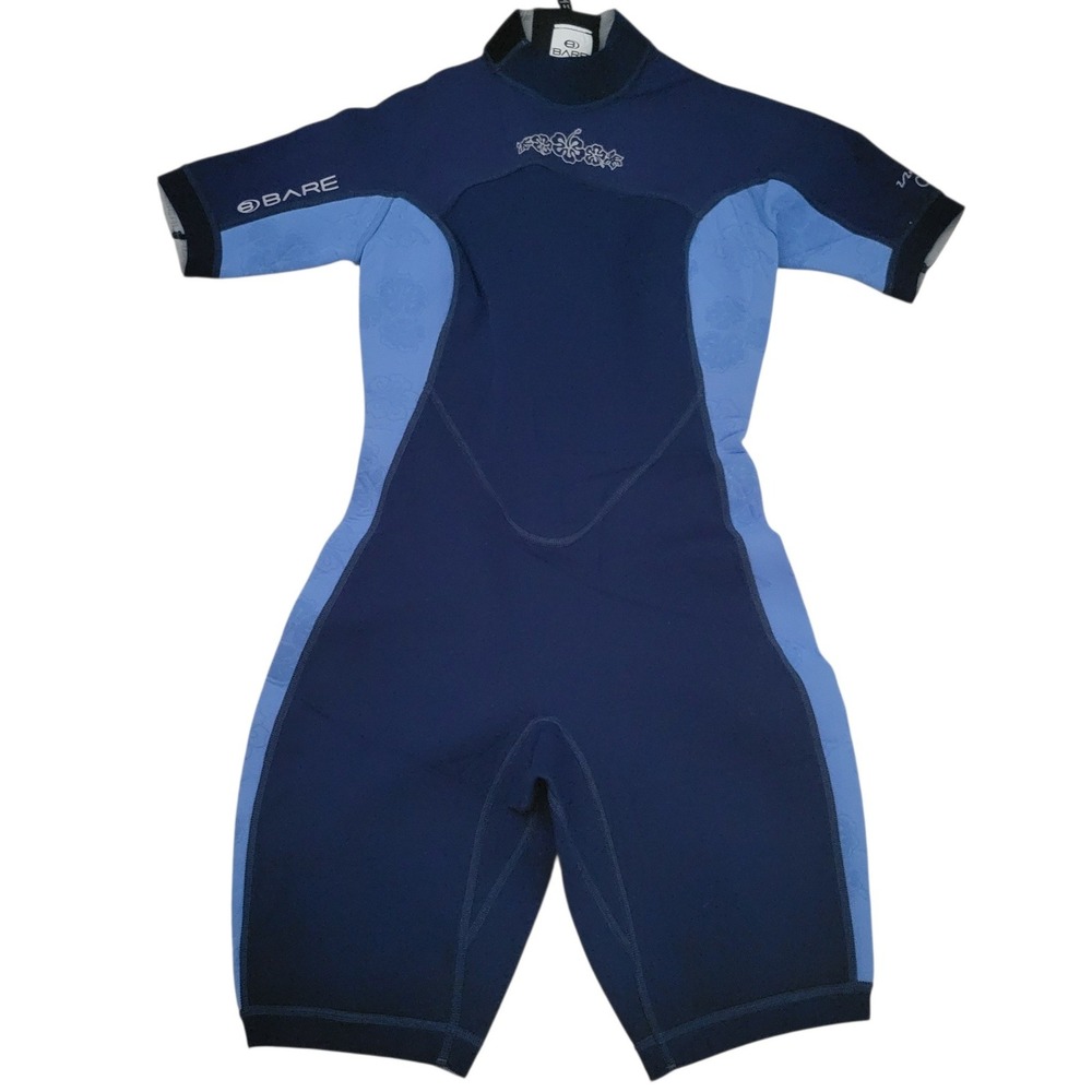 Bare Powerstretch Women 10 Shorty Wetsuit Blue Floral Neoprene Scuba Dive Surf